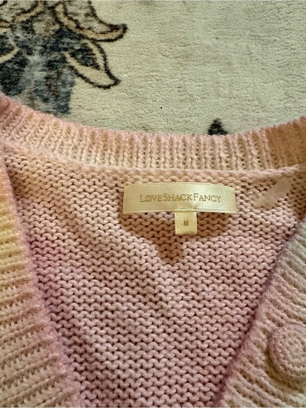 LoveShackFancy Pastel Tie-Dye V-Neck Sweater in Yellow, Pink, Blue - Picture 2 of 10